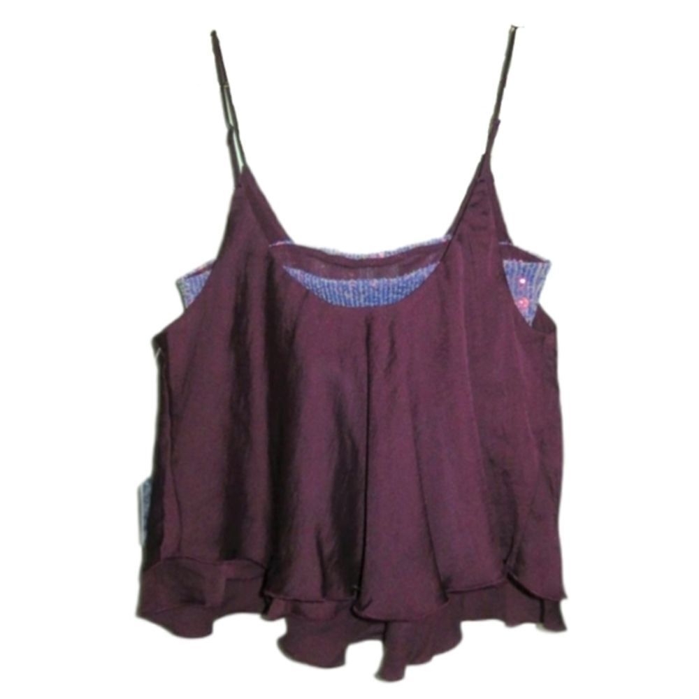 Free People "Turn It On" Maroon /Purple Cami Size S/M - Picture 5 of 8